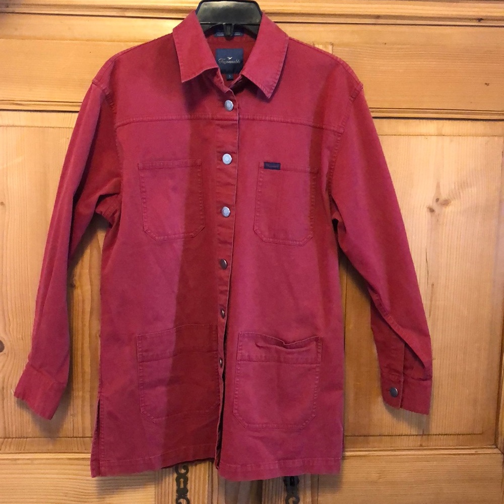VTG 80’s Men’s Faconnable Red Cotton Shirt Jacket Lightweight St Tropez Chic